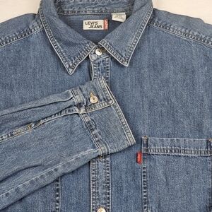 Vintage 90s Y2K Levi's Red Tab Denim Button Up Long Sleeve Shirt Shacket XXL
